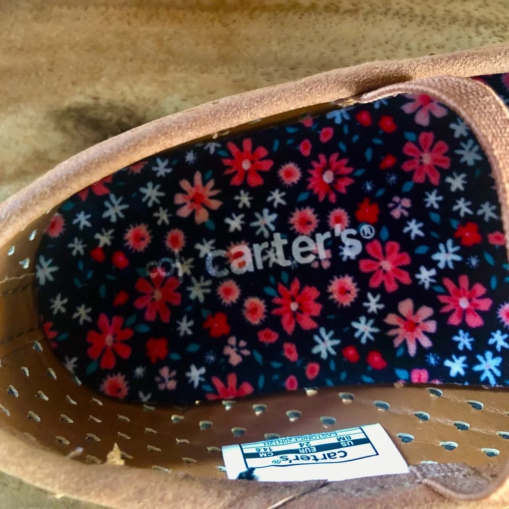 Toddler Girls Carter's Faux Suede Dark Tan/Brown Ballet Flats Mary Janes Size 8 - Picture 8 of 14